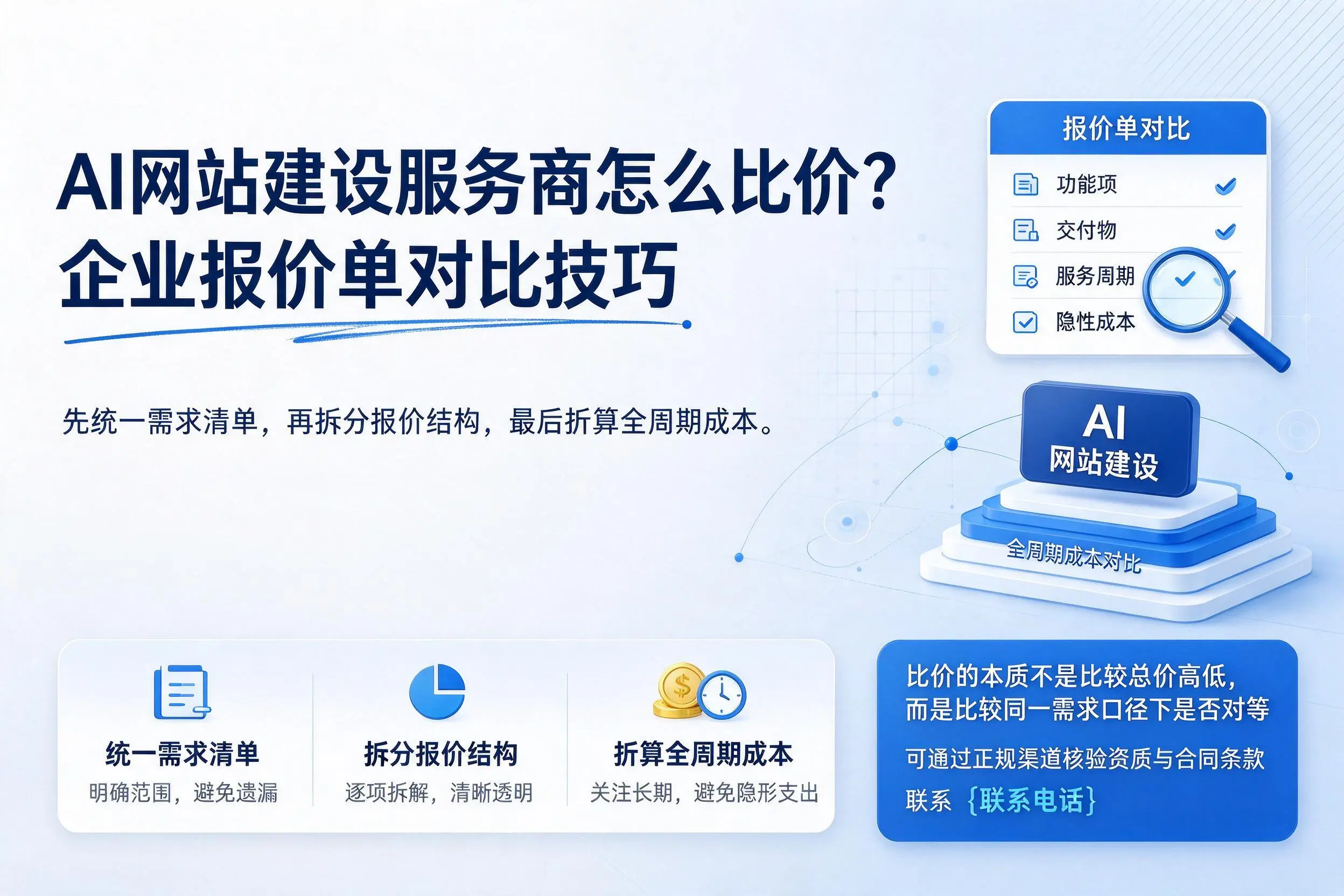 AI网站建设服务商怎么比价？宁波企业报价单对比技巧