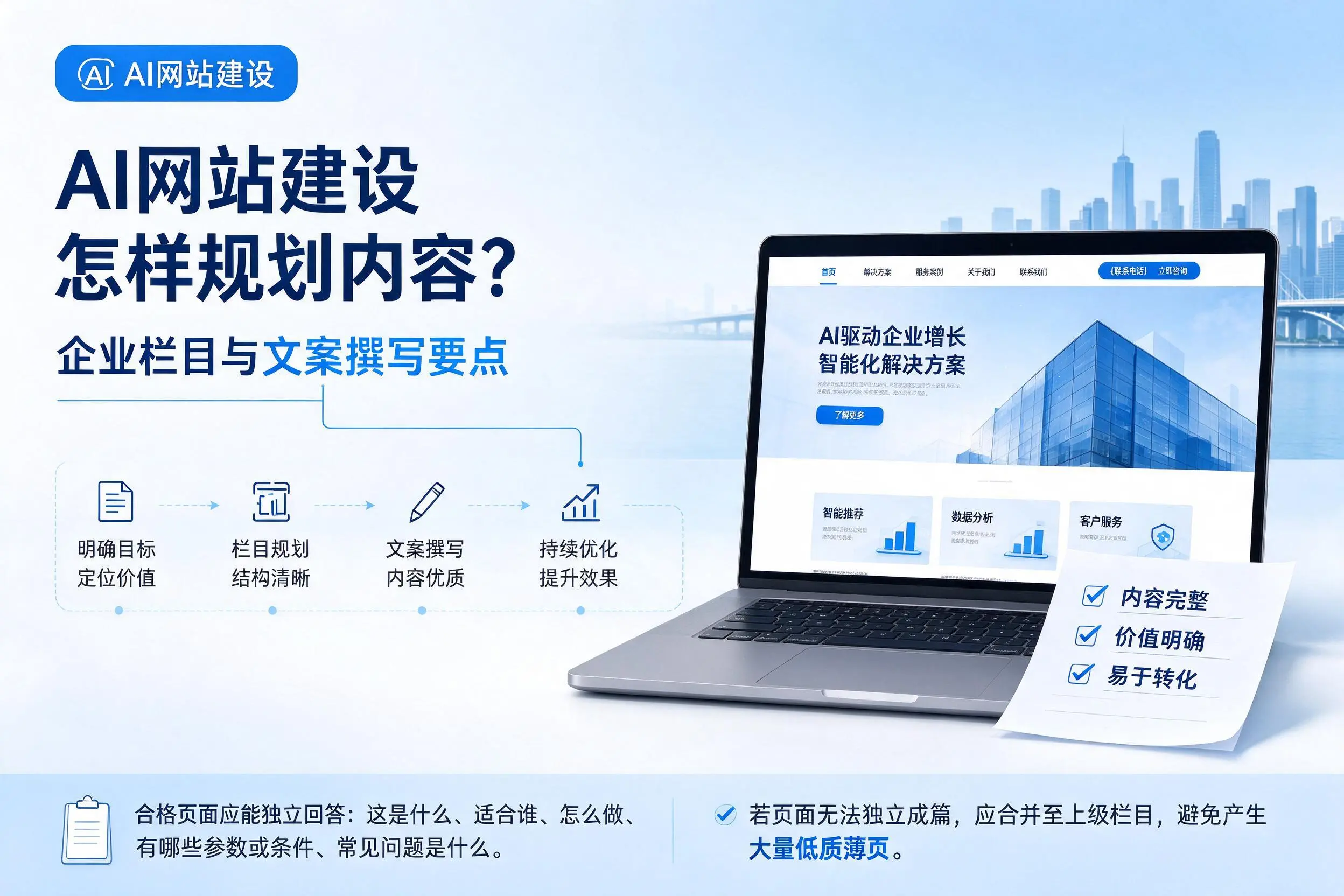 AI网站建设怎样规划内容？宁波企业栏目与文案撰写要点