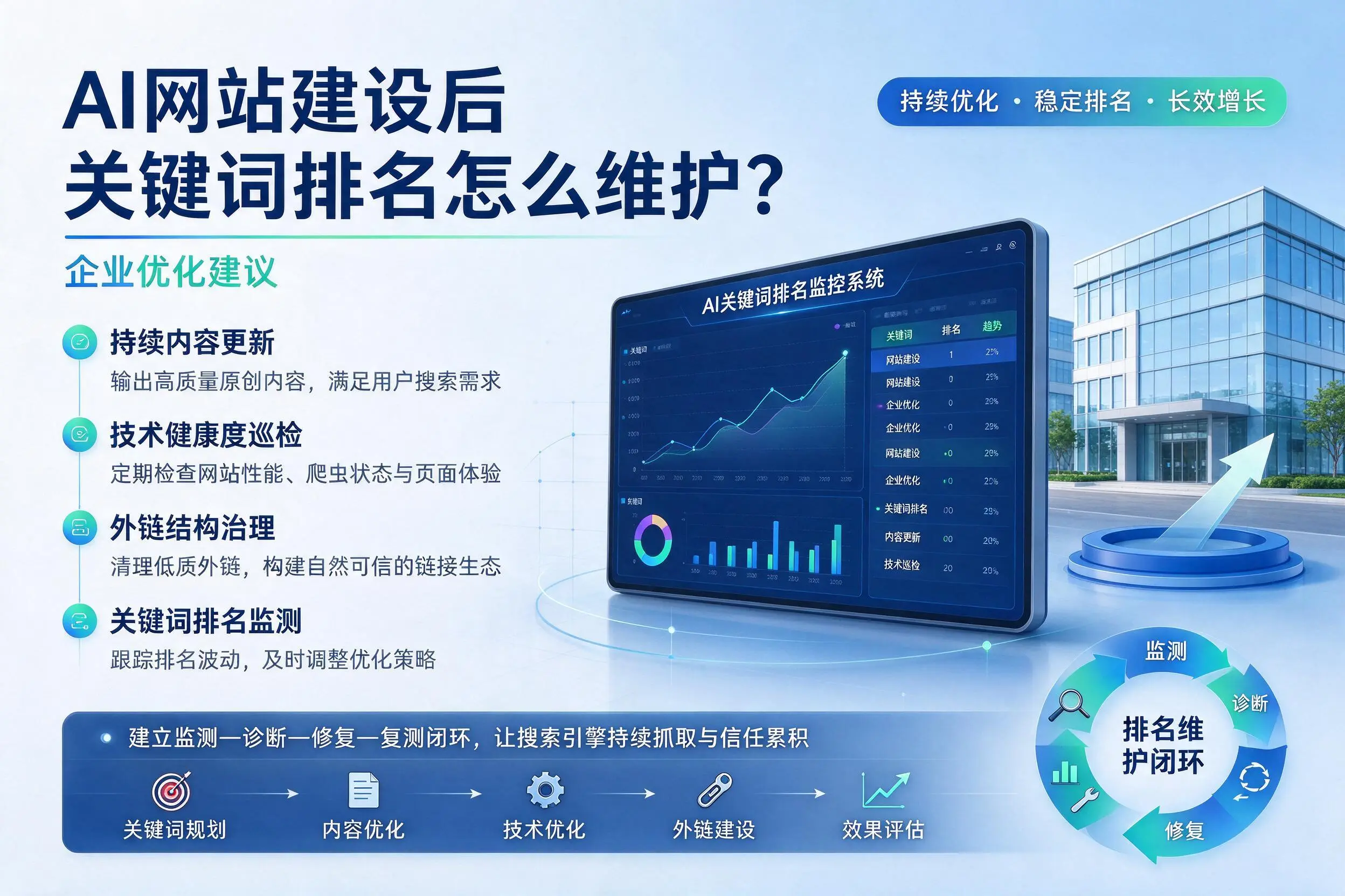AI网站建设后关键词排名怎么维护？宁波企业优化建议
