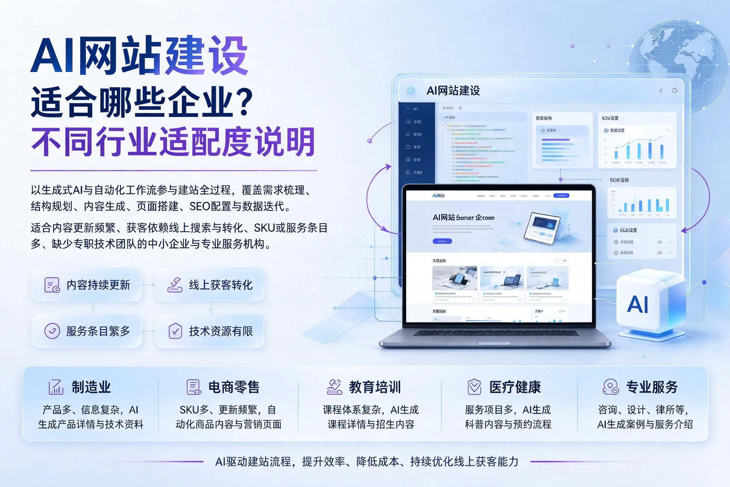 AI网站建设适合哪些企业?宁波不同行业适配度说明